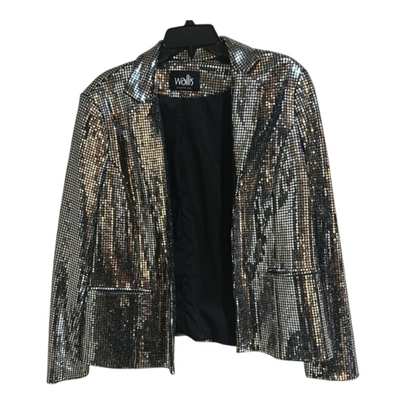 Wallis Silver Mirror Sequin Blazer size 16 - Picture 1 of 10